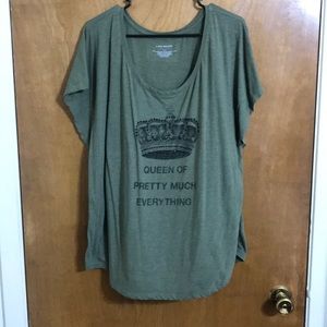 lane bryant // olive colored tee w/ design